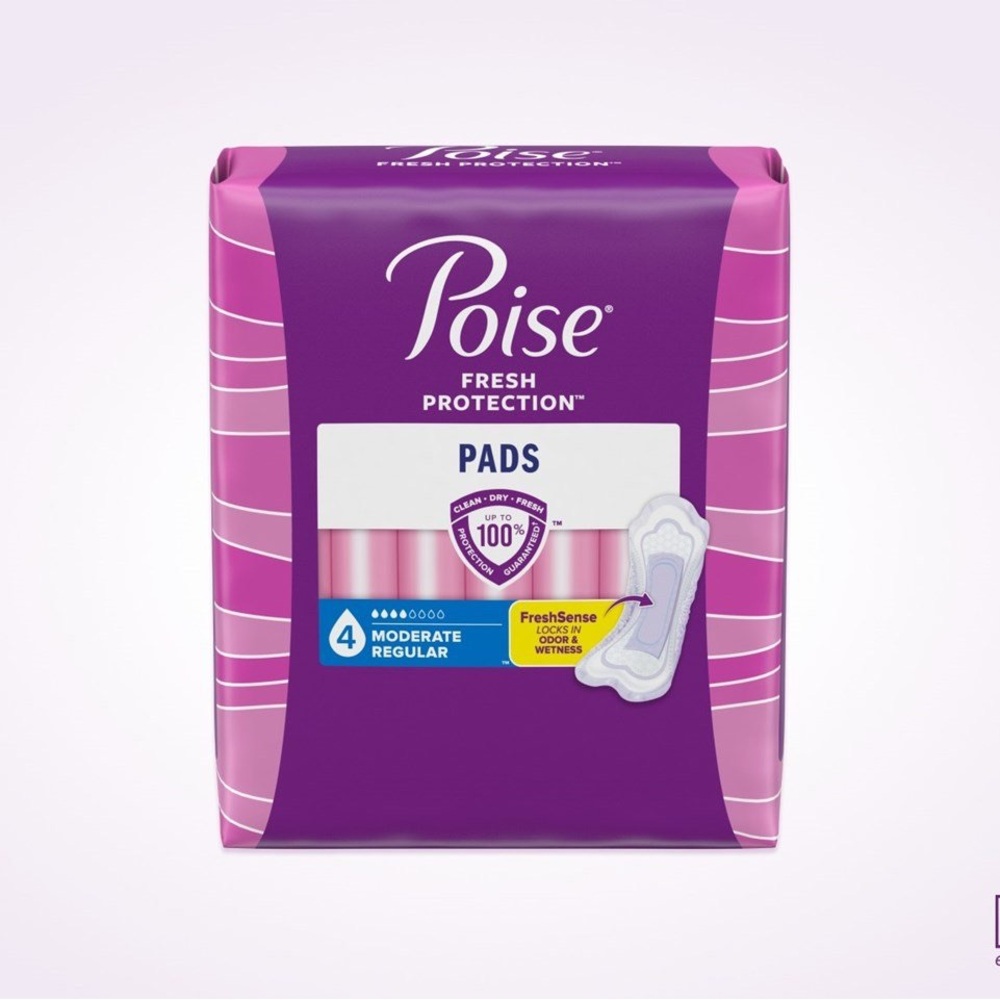 NIB Poise Pads Moderate Absorbency Level 4 Regular Length 2 Packs- 84 pads